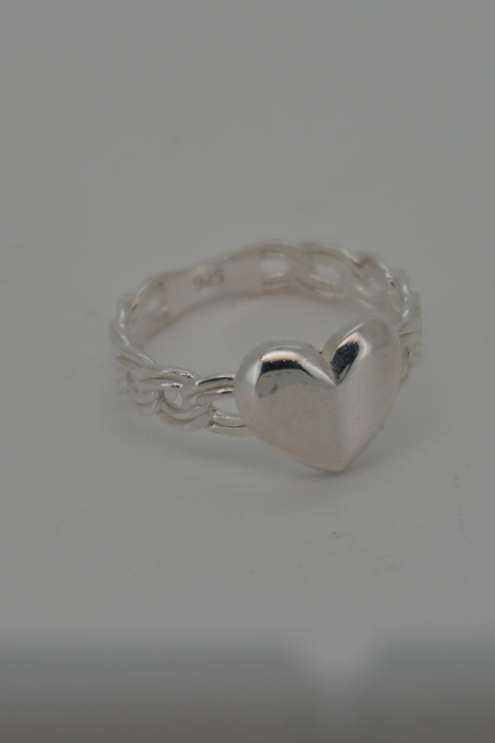 925 STERLING SILVER HEART CHINO RING