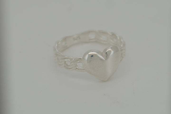 925 STERLING SILVER HEART CHINO RING