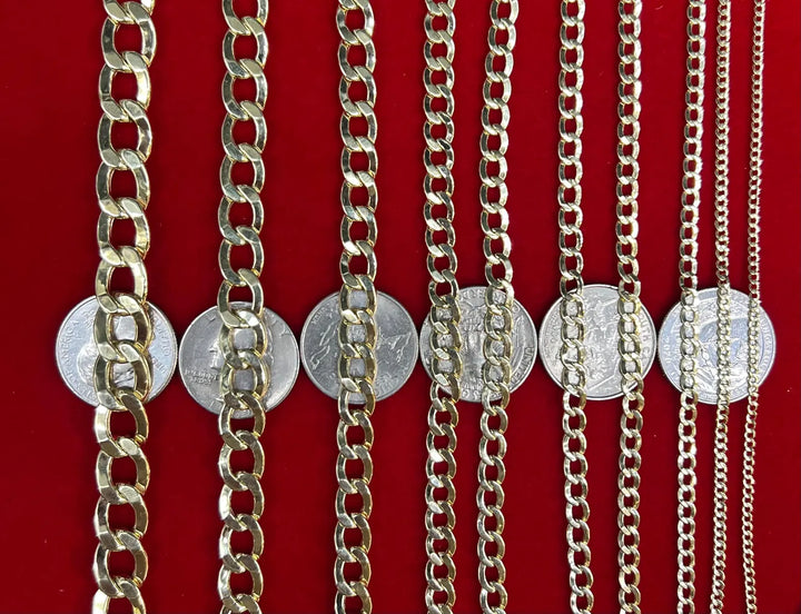 GOLD  SEMI SOLID CURB LINK CHAIN 10K / 14K GOLD