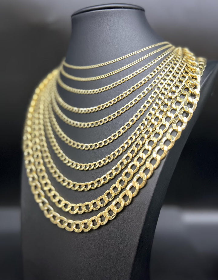 GOLD  SEMI SOLID CURB LINK CHAIN 10K / 14K GOLD