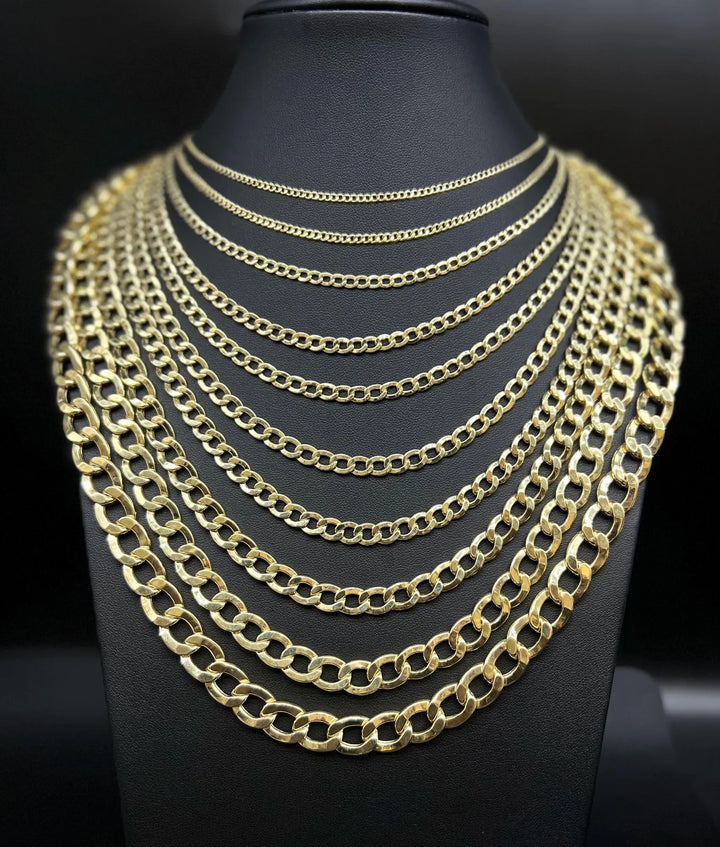 GOLD  SEMI SOLID CURB LINK CHAIN 10K / 14K GOLD