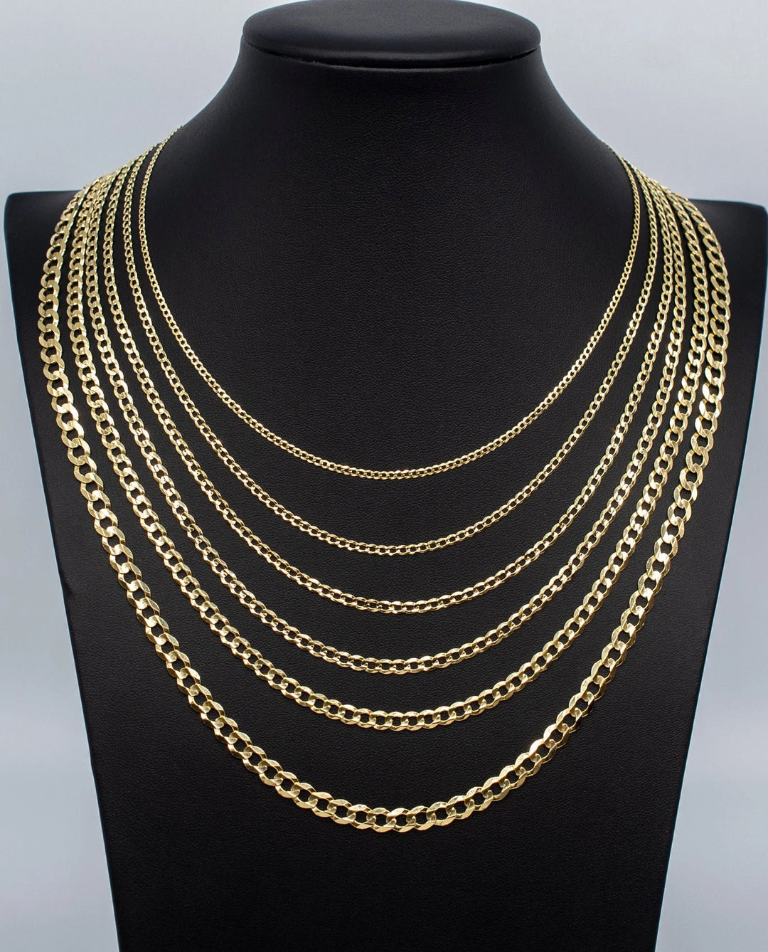 GOLD  SEMI SOLID CURB LINK CHAIN 10K / 14K GOLD