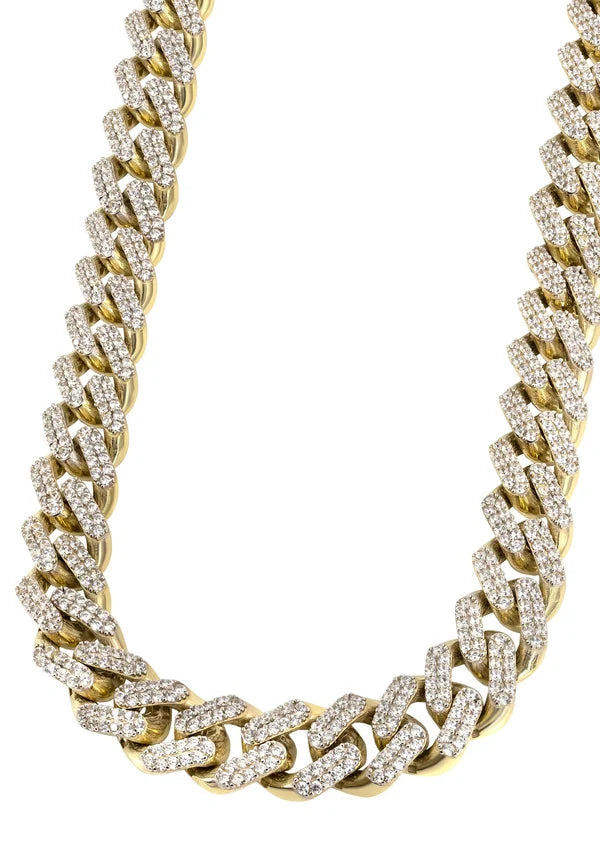 ICED OUT CZ SEMI SOLID MIAMI CUBAN CHAINS 10K / 14K GOLD
