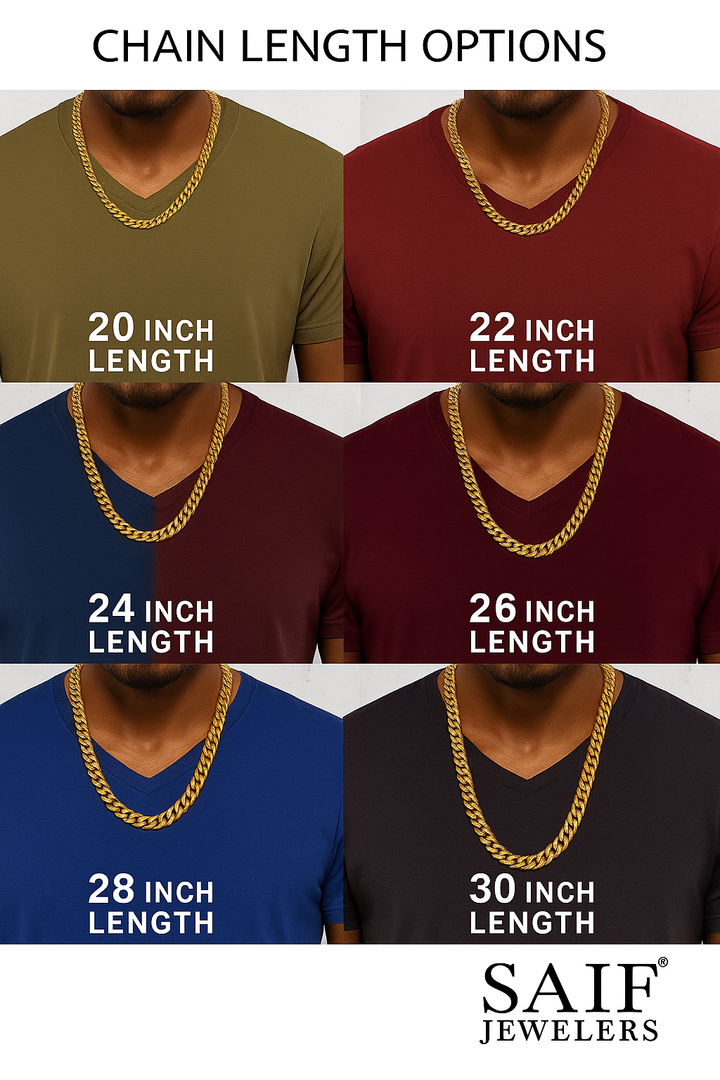 GOLD SEMI SOLID MIAMI CUBAN LINK CHAIN 10K / 14K