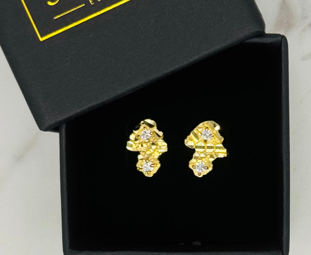 10K GOLD NUGGET CZ EARRING