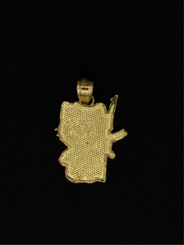10K GOLD KITTY WITH GUN 3D PENDANT