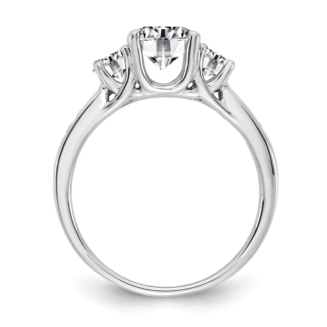 14kw 1.50ct. Three Stone with Side Stones G H I True Light Moissanite Ring