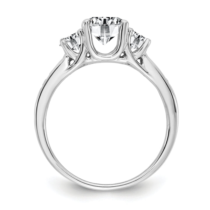 14kw 1.50ct. Three Stone with Side Stones G H I True Light Moissanite Ring