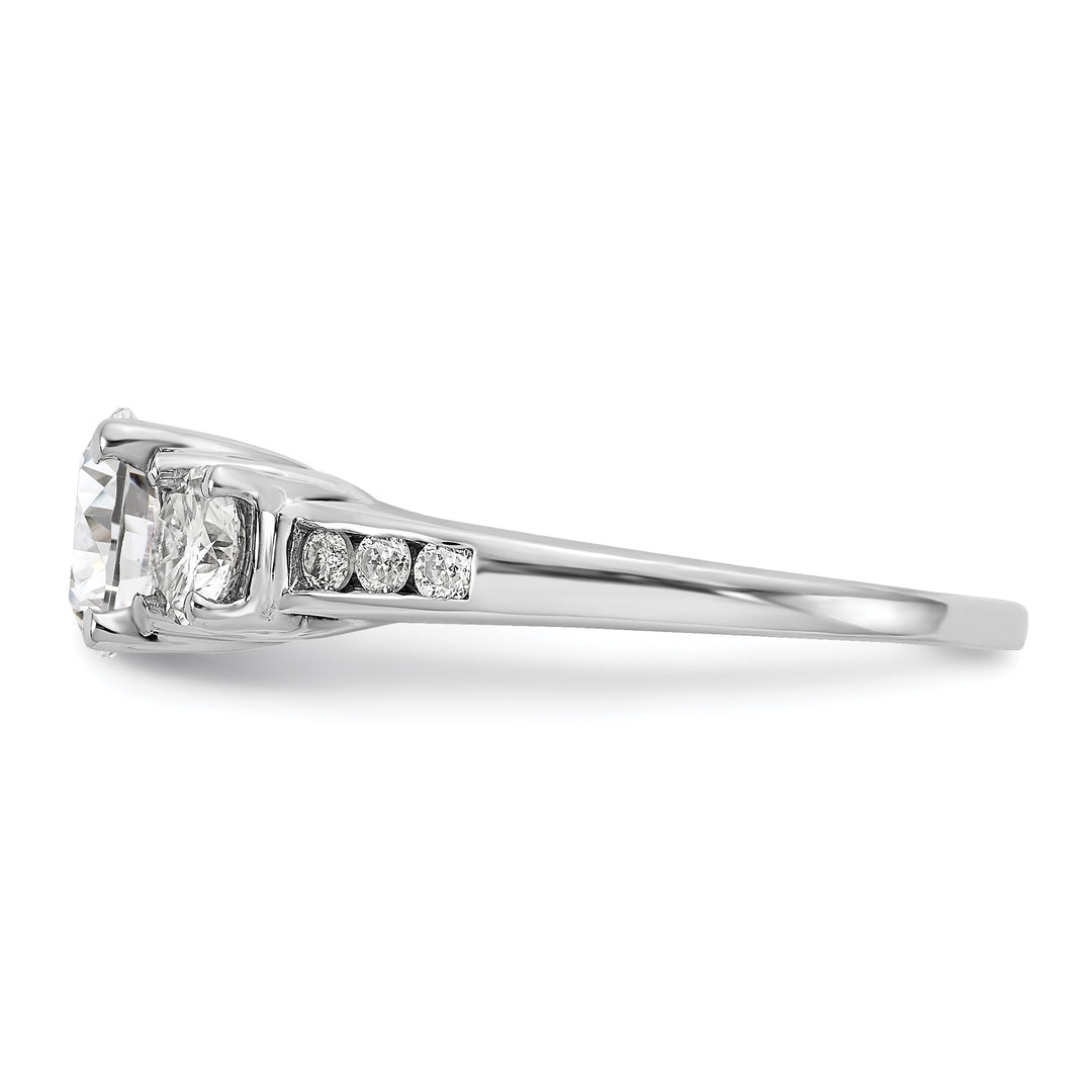 14kw 1.50ct. Three Stone with Side Stones G H I True Light Moissanite Ring