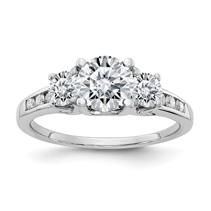 14kw 1.50ct. Three Stone with Side Stones G H I True Light Moissanite Ring