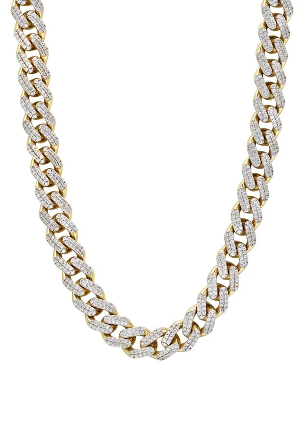 ICED OUT CZ SEMI SOLID MIAMI CUBAN CHAINS 10K / 14K GOLD