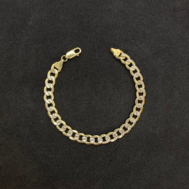 SEMI SOLID DIA CUT CUBAN  10K / 14K GOLD BRACELETS