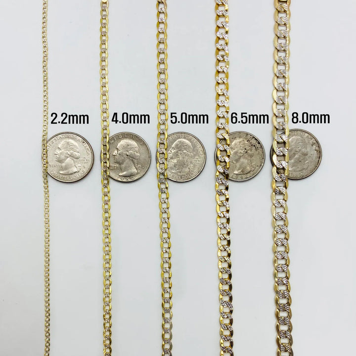 SEMI SOLID DIA CUT CUBAN  10K / 14K GOLD BRACELETS
