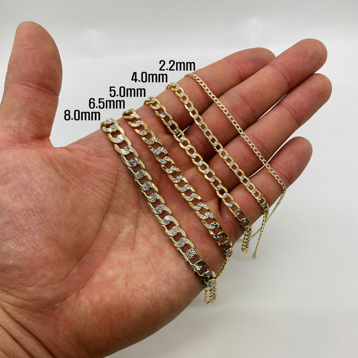 SEMI SOLID DIA CUT CUBAN  10K / 14K GOLD BRACELETS