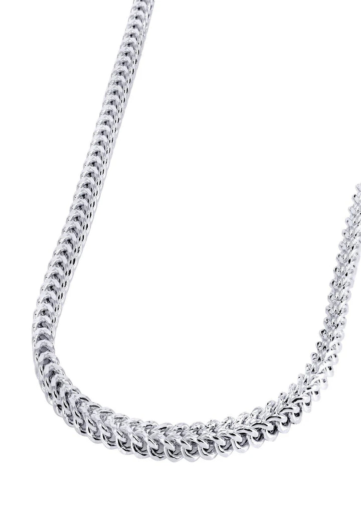 WHITE GOLD SEMI SOLID DIAMOND CUT FRANCO CHAINS 10K / 14K WHITE GOLD