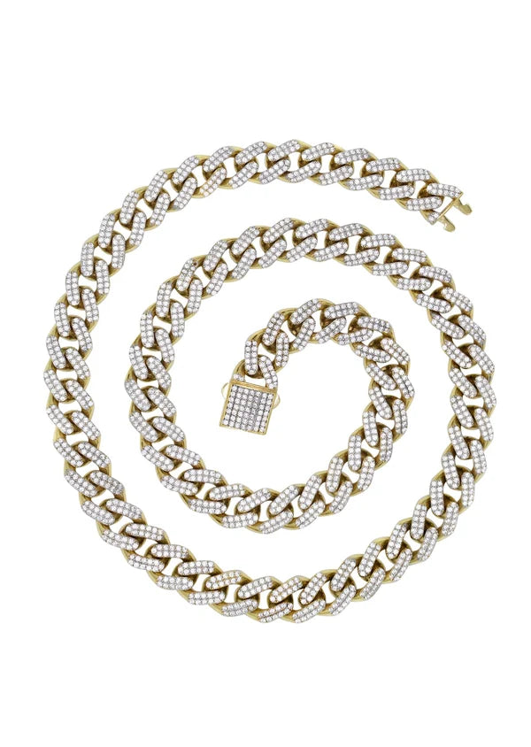 ICED OUT CZ SEMI SOLID MIAMI CUBAN CHAINS 10K / 14K GOLD