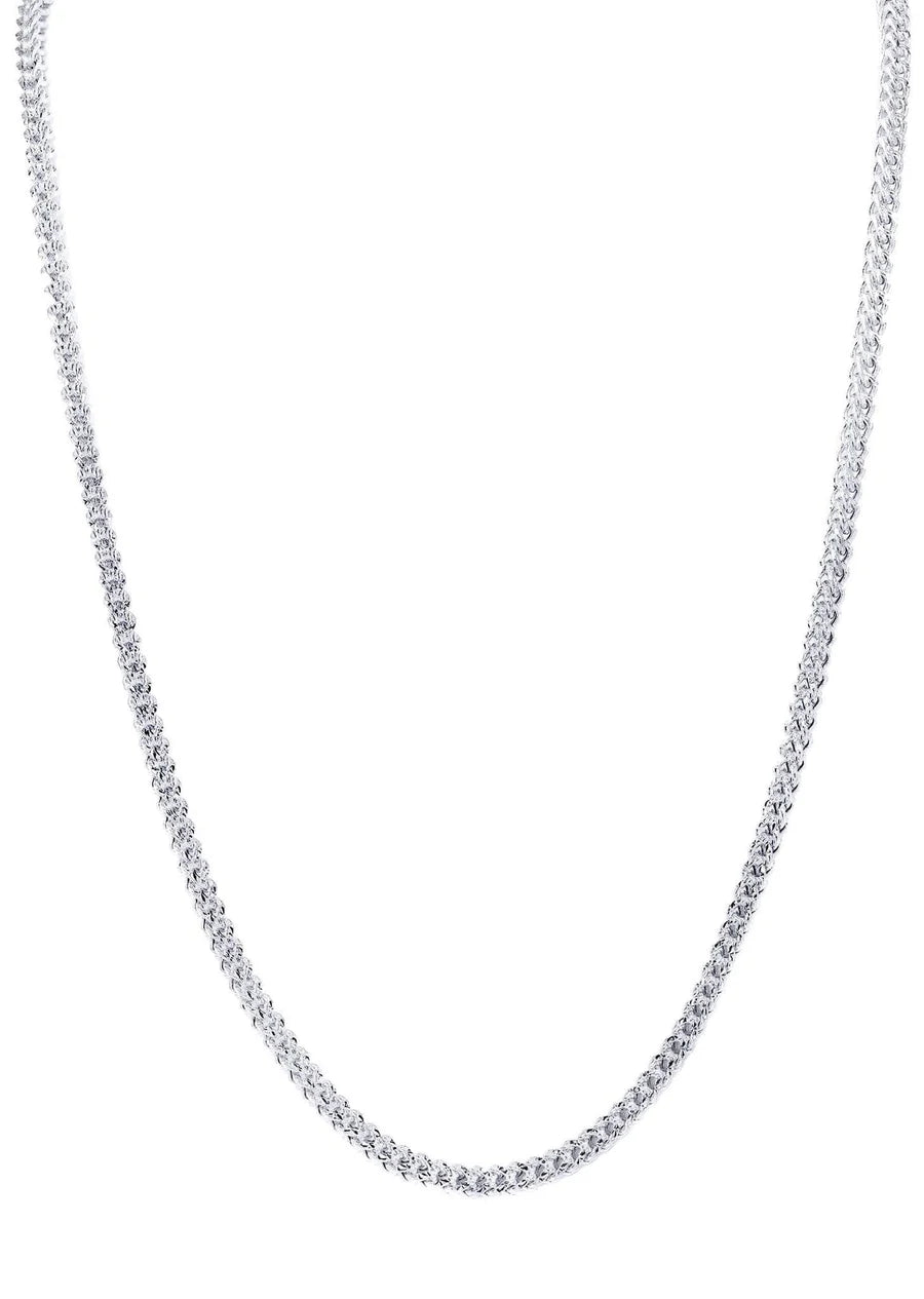 WHITE GOLD SEMI SOLID DIAMOND CUT FRANCO CHAINS 10K / 14K WHITE GOLD