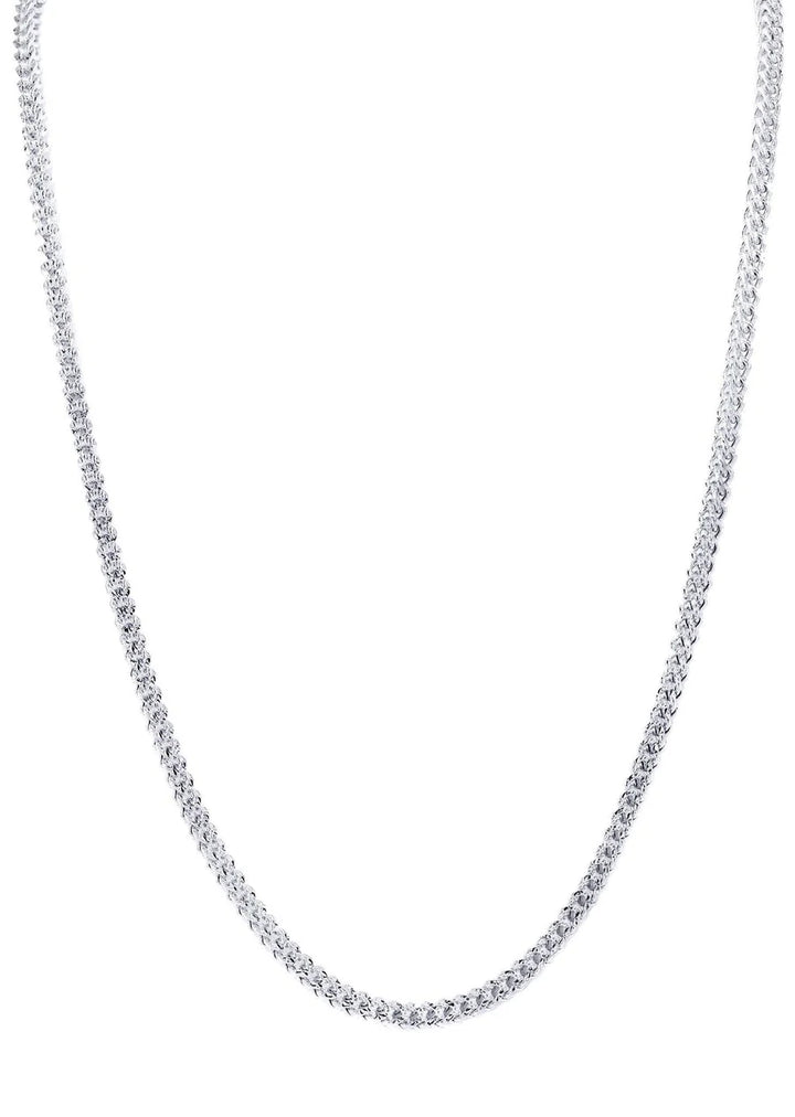 WHITE GOLD SEMI SOLID DIAMOND CUT FRANCO CHAINS 10K / 14K WHITE GOLD