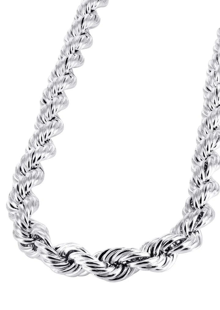 WHITE GOLD SEMI SOLID ROPE CHAINS 10K / 14K WHITE GOLD