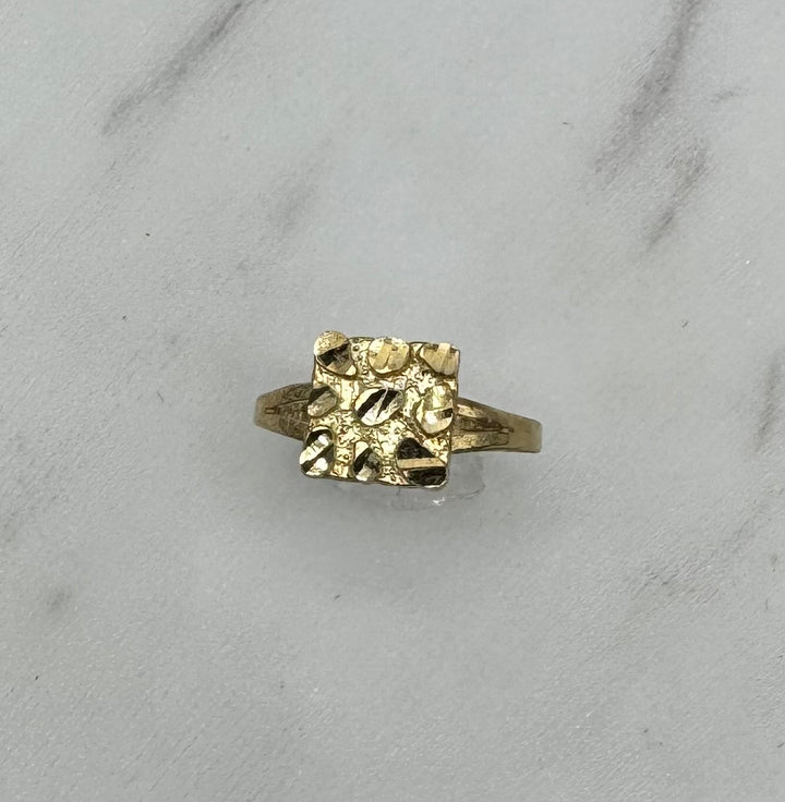 10K SQUARE NUGGET RING