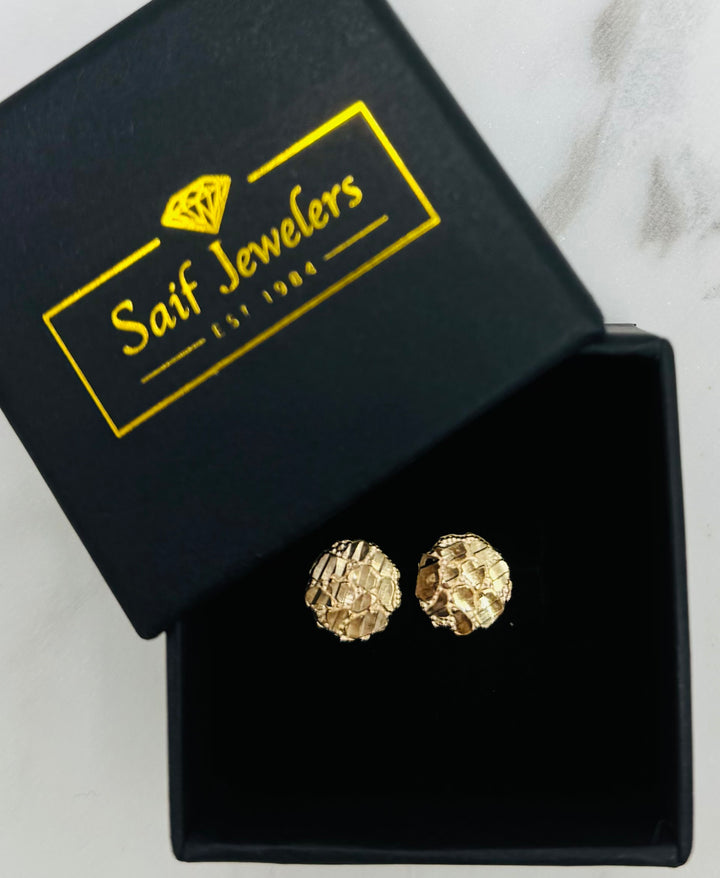 10K GOLD TURTLE NUGGET EARRING