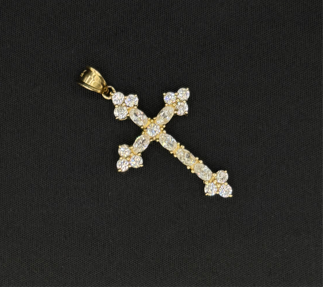 10K GOLD CZ CROSS PENDANT