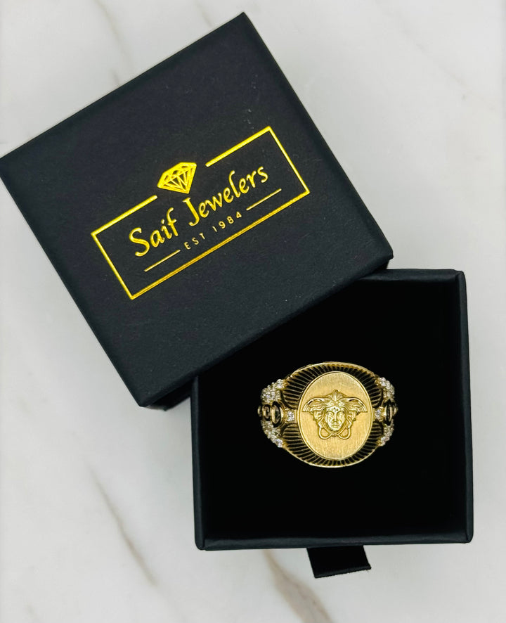 10K GOLD MEDUSA HEAD CZ RING