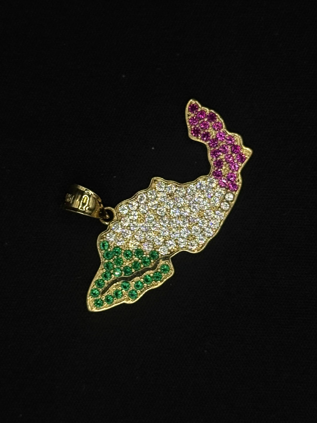 10K GOLD TRI COLOR MEXICO FLAG PENDANT
