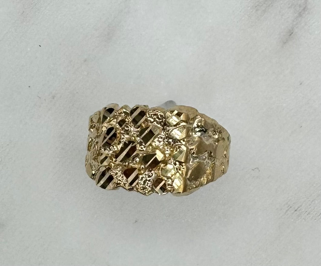 10K SQUARE NUGGET RING