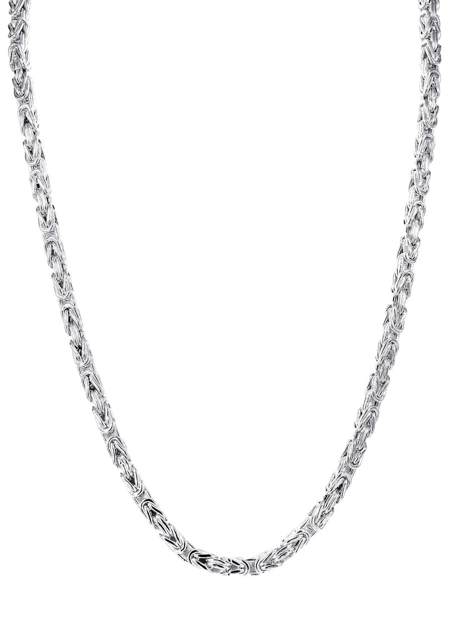 WHITE GOLD SEMI SOLID ITALIAN BYZANTINE CHAINS 10K / 14K WHITE GOLD