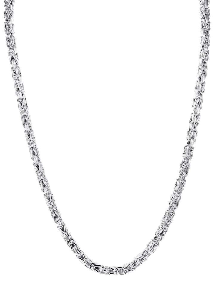 WHITE GOLD SEMI SOLID ITALIAN BYZANTINE CHAINS 10K / 14K WHITE GOLD