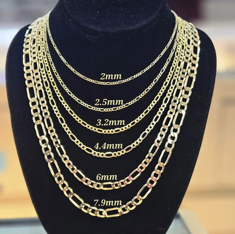 GOLD SOLID FIGARO CHAIN 10K / 14K