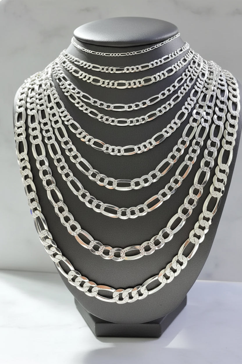 925 STERLING SILVER FIGARO CHAIN