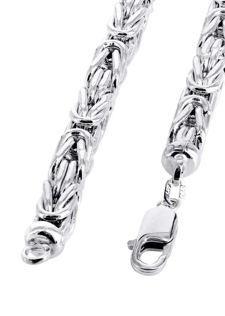 WHITE GOLD SEMI SOLID ITALIAN BYZANTINE CHAINS 10K / 14K WHITE GOLD