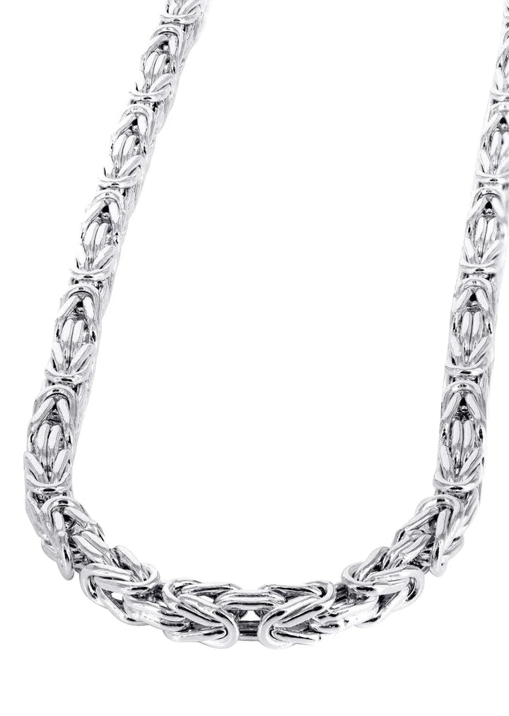 WHITE GOLD SEMI SOLID ITALIAN BYZANTINE CHAINS 10K / 14K WHITE GOLD