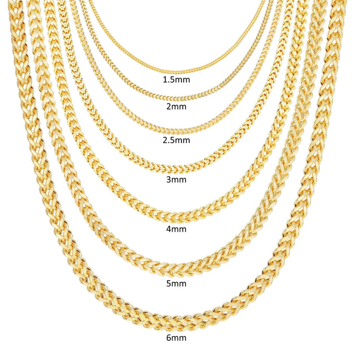 GOLD SEMI SOLID FRANCO CHAINS 10K / 14K