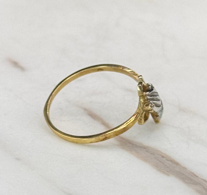 10K GOLD TWO TONE CROSS AND PRAYING HANDS RING