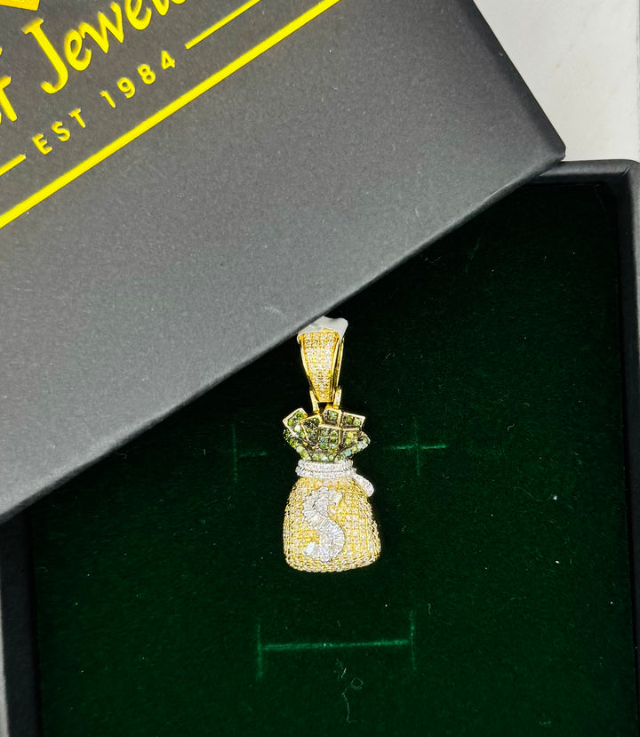 10K GOLD MONEY BAG DIAMOND PENDANT
