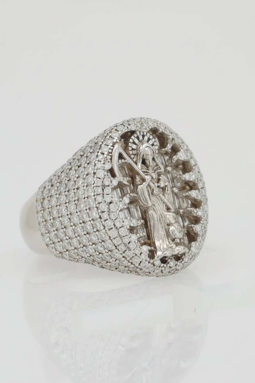 925 SILVER MOISSANITE SANTA MUERTE 4.59CTW RING