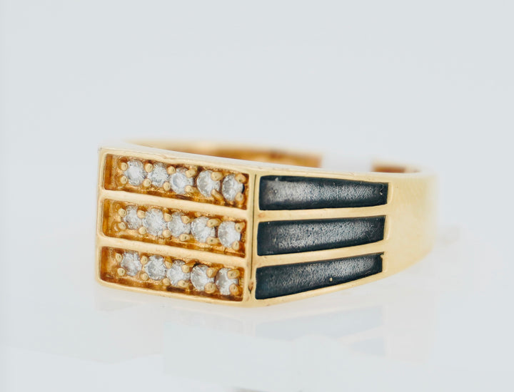 14K Y/G WITH BLACK ACCENT 0.50CT DIAMOND MENS RING