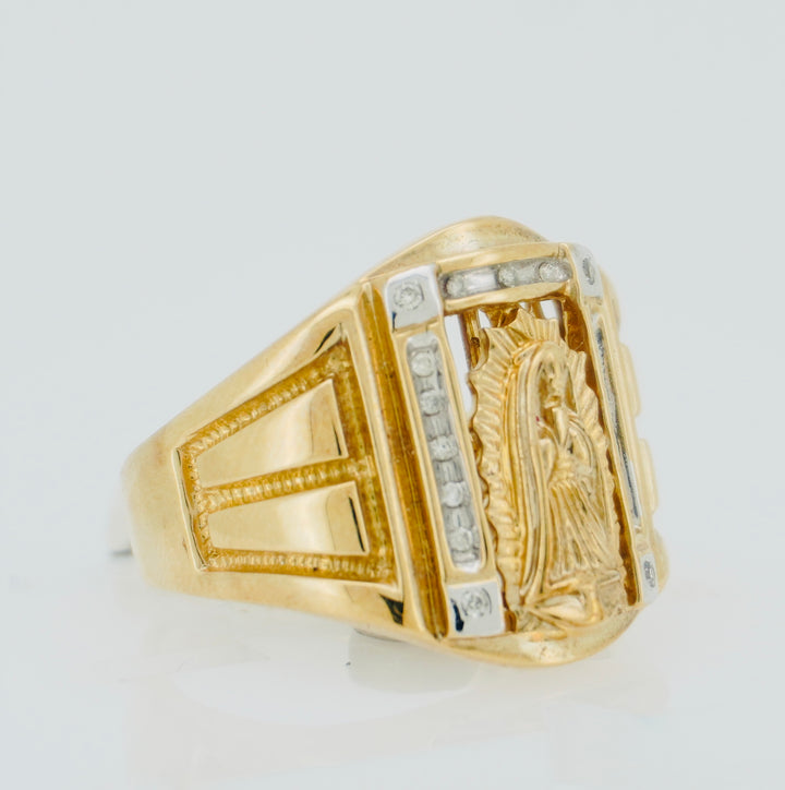 10KT Y/G 0.10CT DIAMOND MENS RING