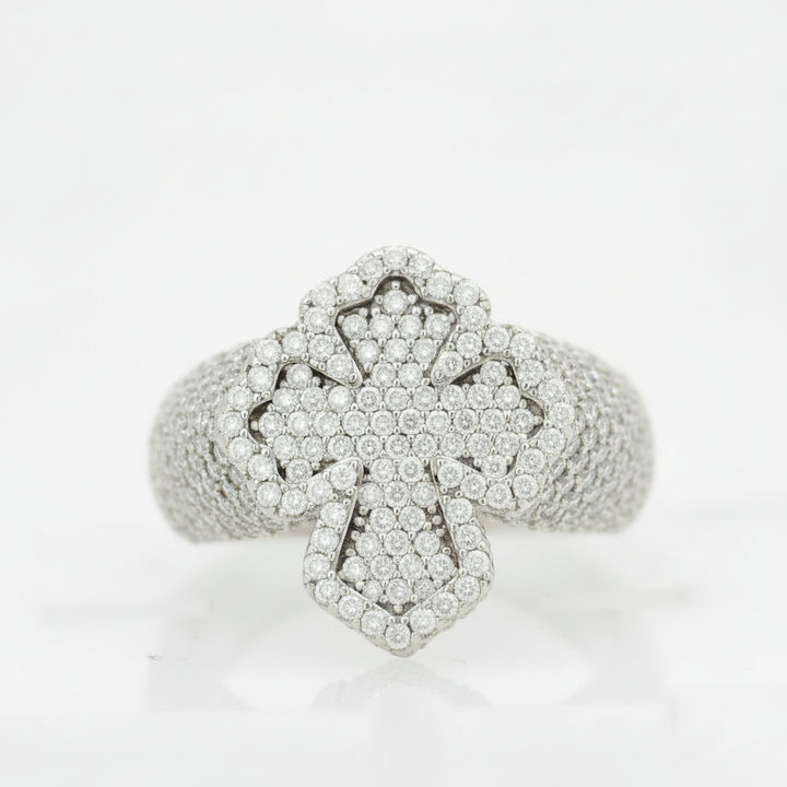 925 SILVER MOISSANITE CROSS 3.44CTW RING