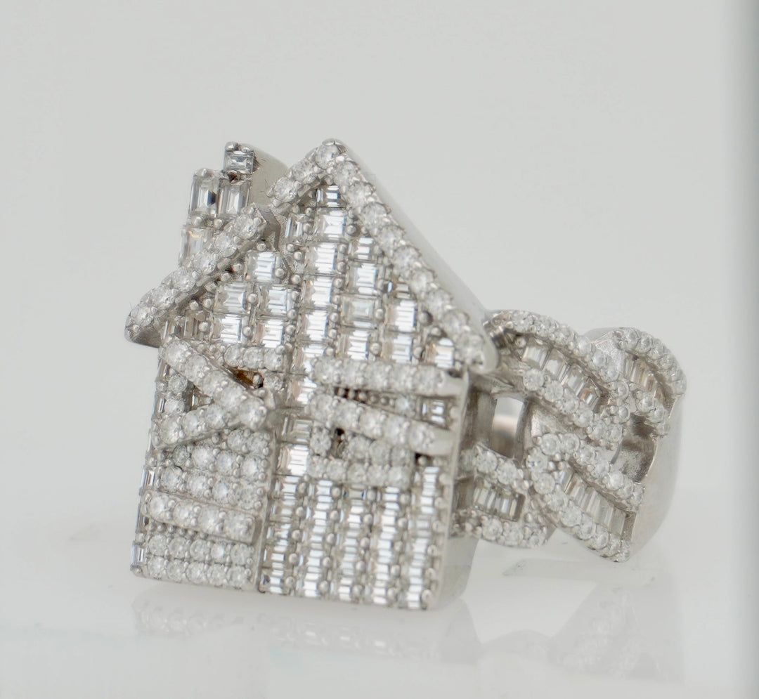 925 SILVER MOISSANITE TRAP HOUSE 2.74CTW RING