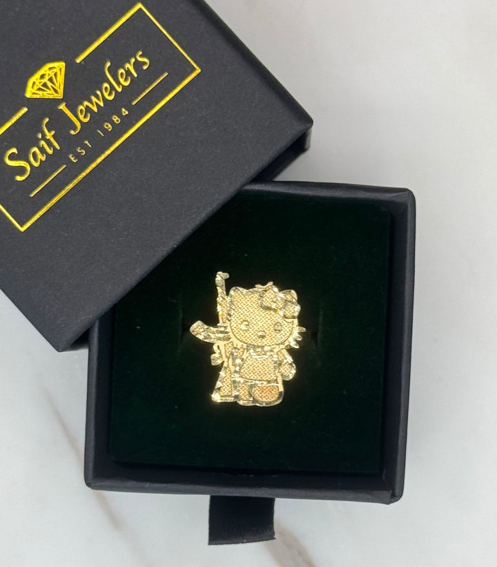 10K GOLD HELLO KITTY RING WITH AN AK-47
