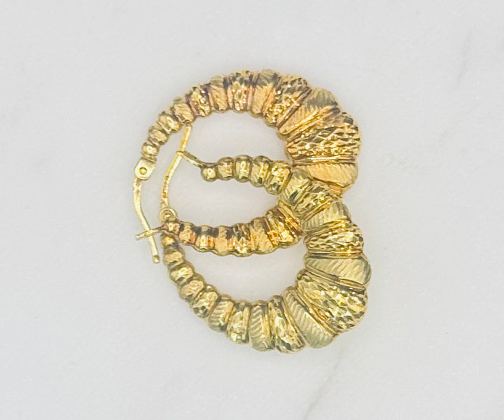 10K Y/G DIA CUT SHRIMP EARRINGS 2.14 GRAMS