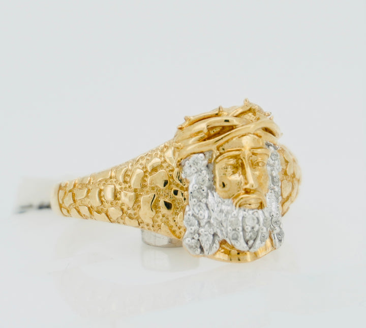 10KT Y/G 0.12CTW DIAMOND MENS RING