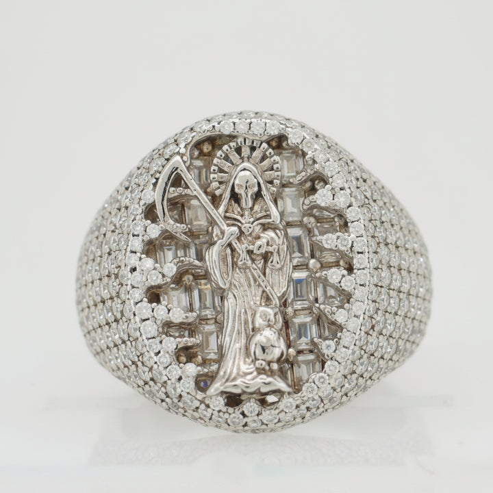 925 SILVER MOISSANITE SANTA MUERTE 4.59CTW RING