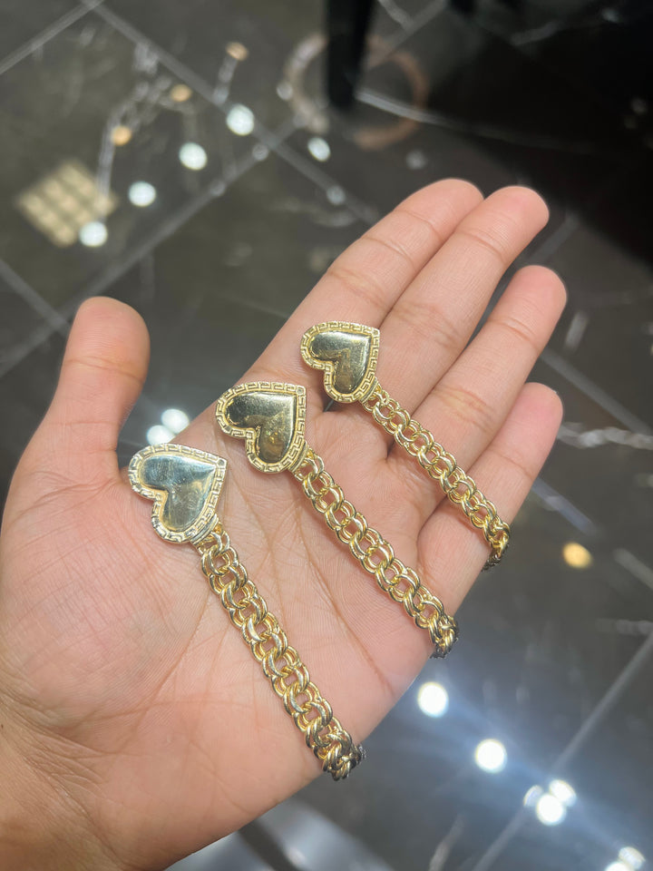 10K Yellow Gold chino triple heart bracelet