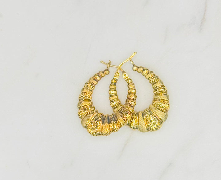 10K Y/G DIA CUT SHRIMP EARRINGS 2.14 GRAMS