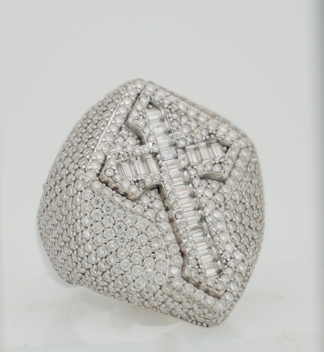 925 SILVER MOISSANITE CROSS 5.859CTW RING